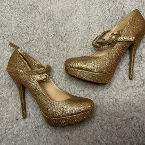 Gold Glitter Heels Size 10